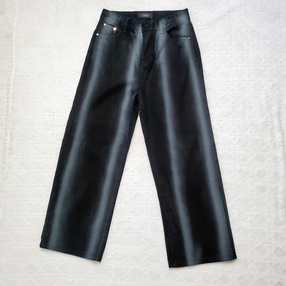 Cider | Black Faded Striped High Waist Wide Leg Jeans - Picture 3 of 7
